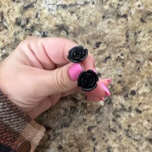 Elegant Black Rose Earrings